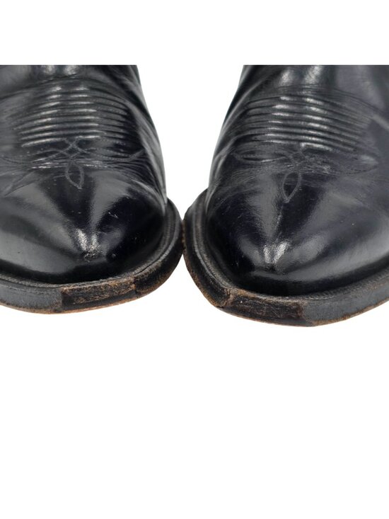 1950s? Vintage Justin Boots Black Leather Mens 10.5D Snip-toe Cowboy Western USA main image 15